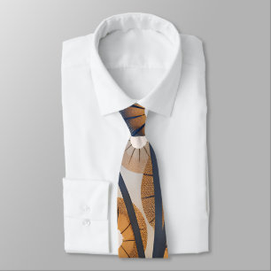 Celestial Blooms: Orange & Blue Surreal Bouquet Tie