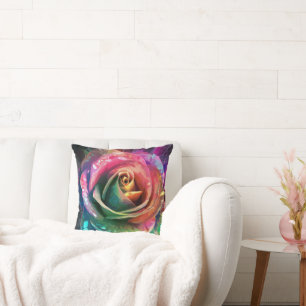 Celestial Blossom: Alien Rose Throw Pillow