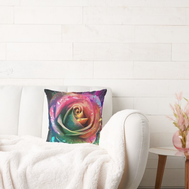 Celestial Blossom: Alien Rose Throw Pillow (Couch)