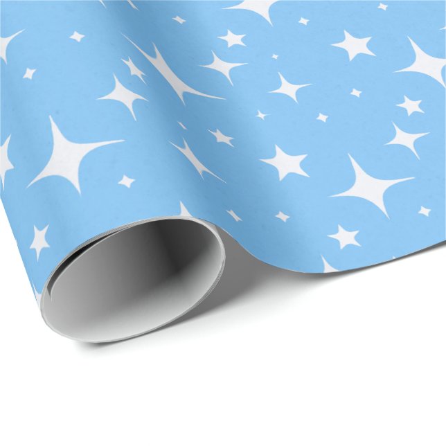 Celestial Blue and White Starry Night Gift Wrap (Roll Corner)
