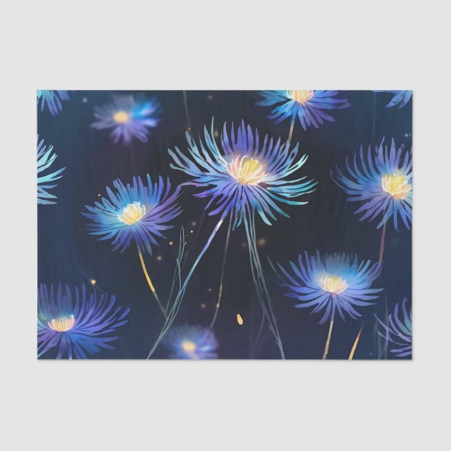 Celestial Blue Aster A Cosmic Bloom Tissue Paper (Front)