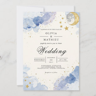 Celestial Blue Dreamscape Wedding Invitation