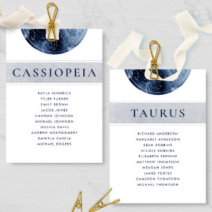 Celestial Blue Grey Seating Plan Cards Guest Names