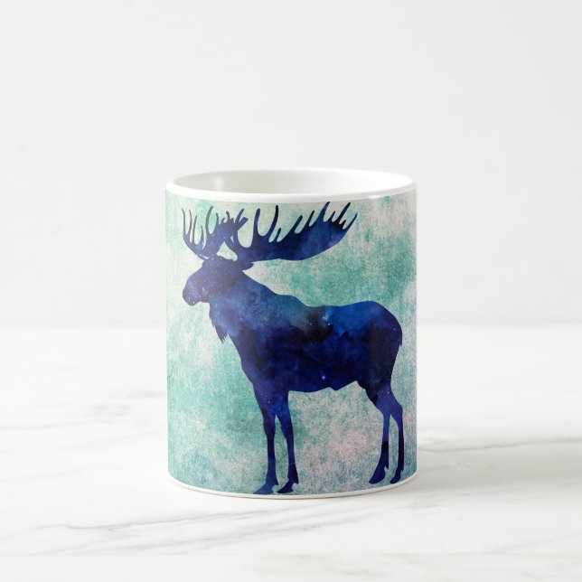 Celestial Blue Moose Silhouette Coffee Mug (Center)