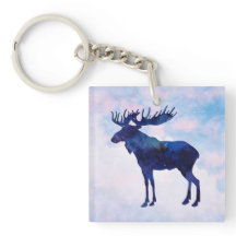 Celestial Blue Moose Silhouette 