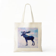 Celestial Blue Moose Silhouette 