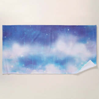 Celestial Blue Nebula Beach Towel