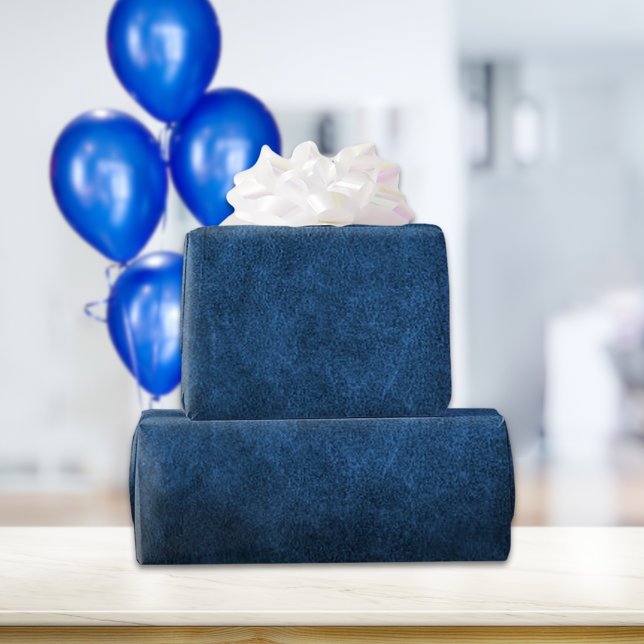 Celestial Blue Old World Faux Leather Wrapping Paper (Creator Uploaded)