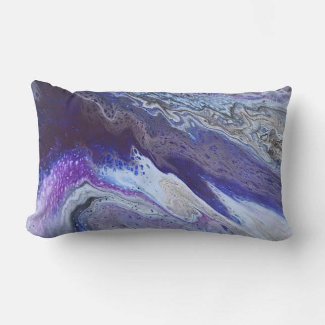 Celestial Blue & Purple Abstract Lumbar Pillow (Front)