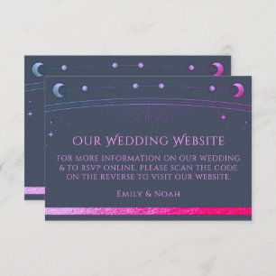 Celestial Blue Purple Wedding Website RSVP QR Code Enclosure Card