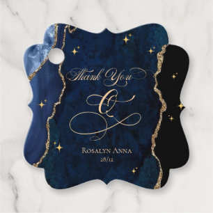 Celestial Blue Quinceanera Midnight Stars Moon Favour Tags
