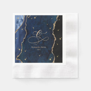  Celestial Blue Quinceanera Midnight Stars Moon  Napkin