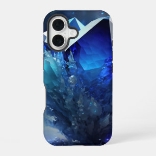 Celestial Blue Sapphire Dreams Abstract Crystal  iPhone 16 Case