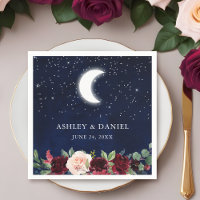 Celestial Blue Sky Moon Stars Floral Wedding