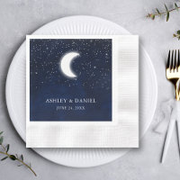 Celestial Blue Sky Moon Stars Wedding Cocktail