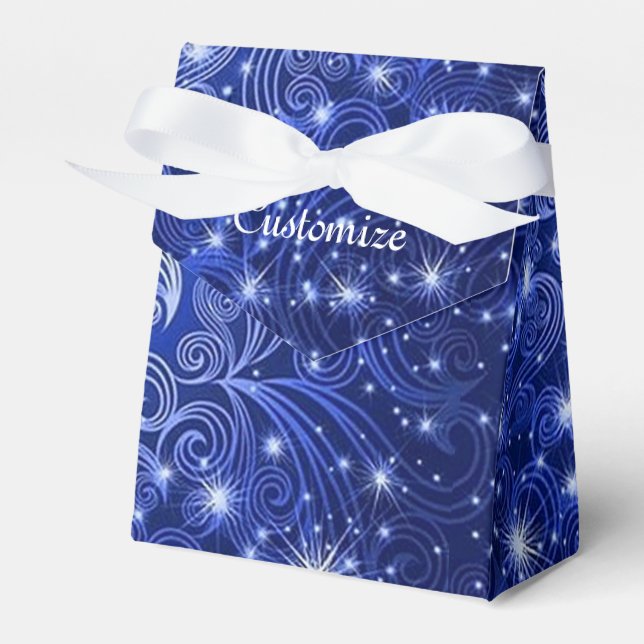 Celestial Blue Swirls & Stars Tent Favour Box (Front Side)