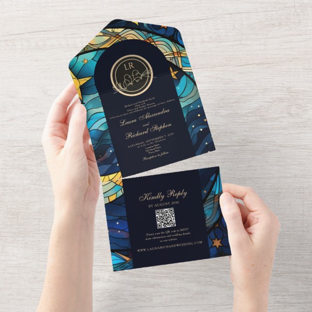 Celestial Blue Wedding All In One Invitation (Tearaway)