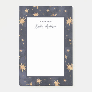 Celestial Blue with Faux Gold Stars Post-it Notes