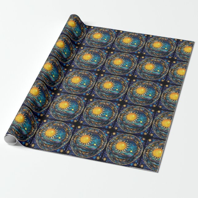 Celestial Bodies Wrapping Paper (Unrolled)