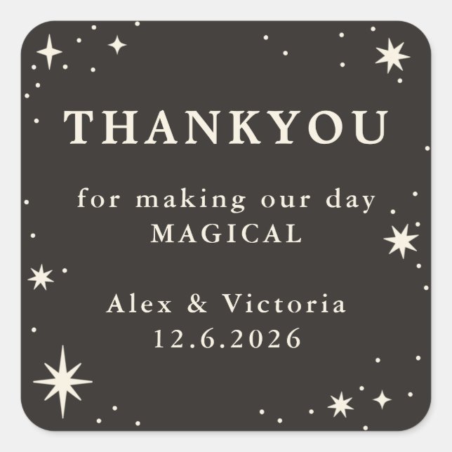Celestial boho mariage faveur merci sticker (Devant)