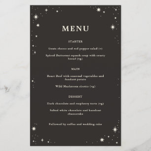 Celestial boho tarot wedding menu 