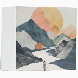 Celestial Boho Woman Golden Coral Mountain Journey Binder