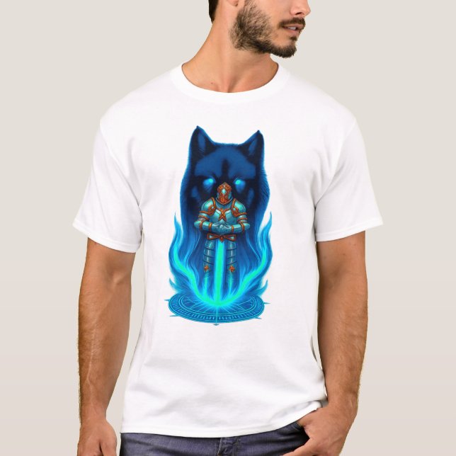 Celestial Botanical Art Hand-Textured Moon & Olive T-Shirt (Front)
