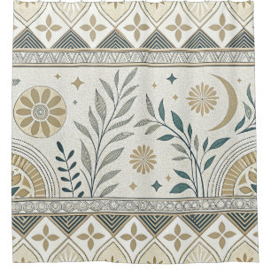 Celestial Botanical Folk Art Seamless Pattern