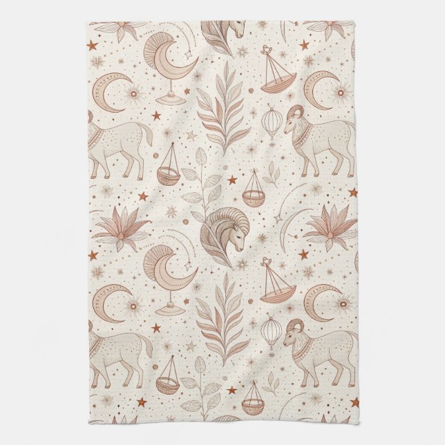 Celestial Botanical Pattern (1) Kitchen Towel (Vertical)