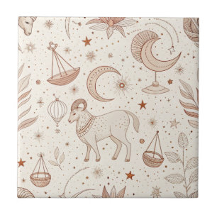 Celestial Botanical Pattern (1) Tile