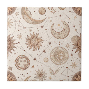 Celestial Botanical Pattern (2) Tile