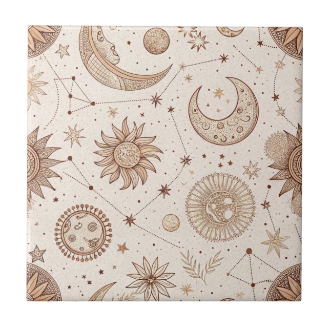 Celestial Botanical Pattern (2) Tile (Front)