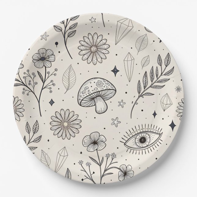 Celestial Botanical Pattern (3) Paper Plate (Front)