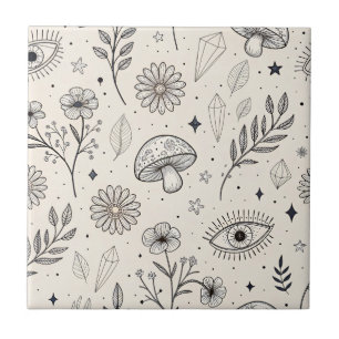 Celestial Botanical Pattern (3) Tile