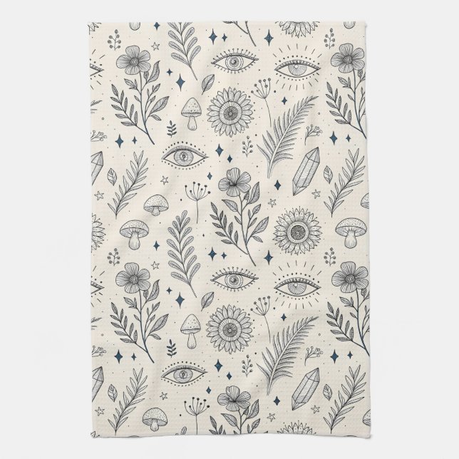 Celestial Botanical Pattern (4) Kitchen Towel (Vertical)