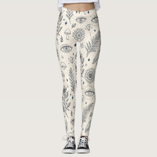 Celestial Botanical Pattern (4) Leggings