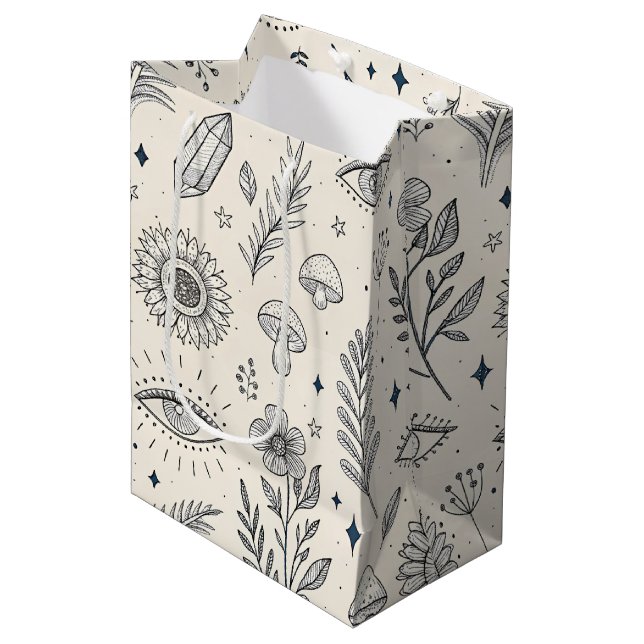 Celestial Botanical Pattern (4) Medium Gift Bag (Front Angled)