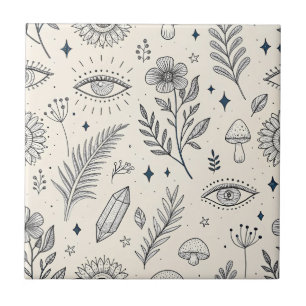 Celestial Botanical Pattern (4) Tile