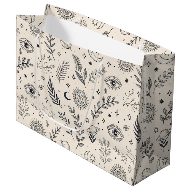 Celestial Botanical Pattern (5) Large Gift Bag (Front Angled)
