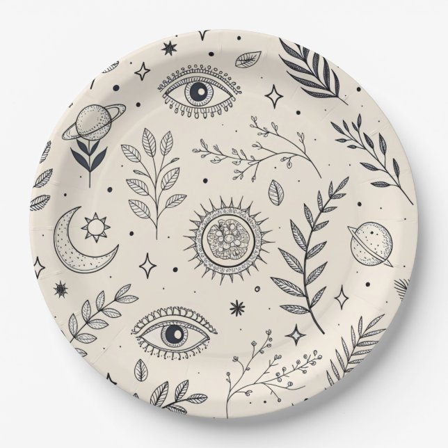 Celestial Botanical Pattern (5) Paper Plate (Front)