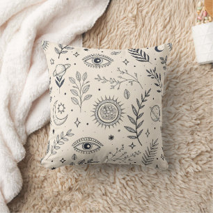 Celestial Botanical Pattern (5) Throw Pillow