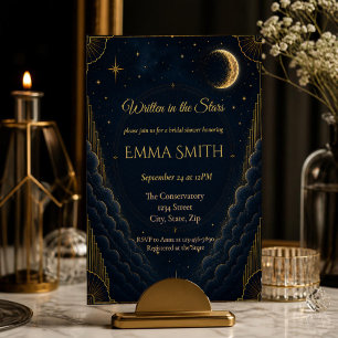 Celestial Bridal Shower Invitation Elegant Navy