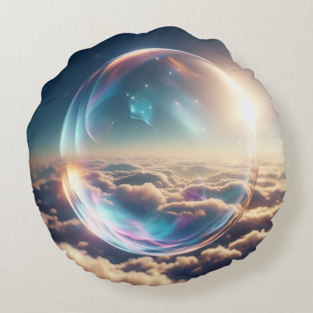 Celestial Bubble in the Sky Round Pillow (Back)