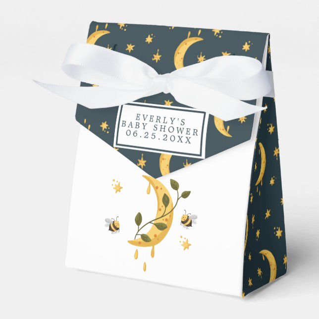 Celestial Bumblebee Moon Honey Baby Shower Favor Box (Front Side)