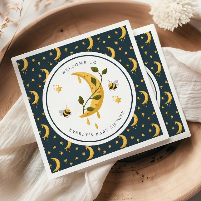Celestial Bumblebee Moon Honey Baby Shower Napkin (Creator Uploaded)