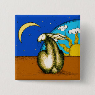 CELESTIAL BUNNY 2 INCH SQUARE BUTTON
