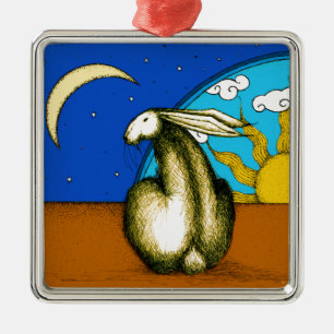 CELESTIAL BUNNY METAL ORNAMENT