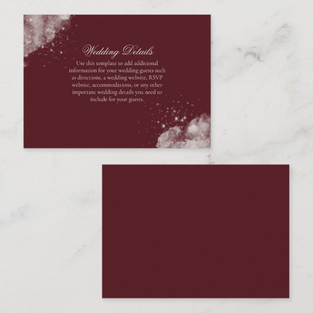 Celestial Burgundy Starlight Enclosure Card (Front/Back)