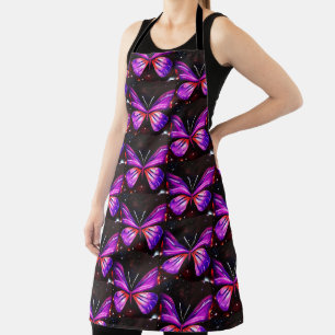 Celestial butterfly black background apron