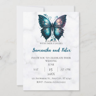 Celestial Butterfly Marble Wedding Invitation